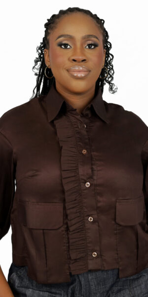 Ogechi Frill Shirt - Brown