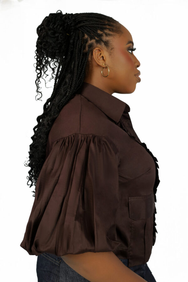 Ogechi Frill Shirt - Brown - Image 2