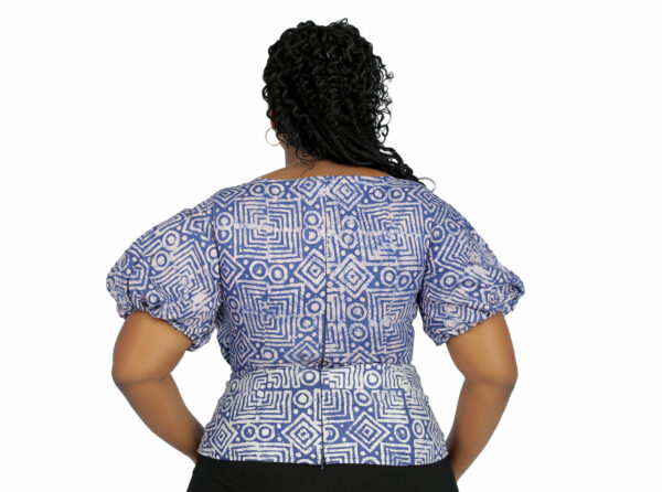 Adire Bow Top - Blue - Image 3