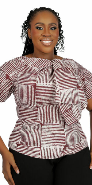 Adire Bow Top - Wine