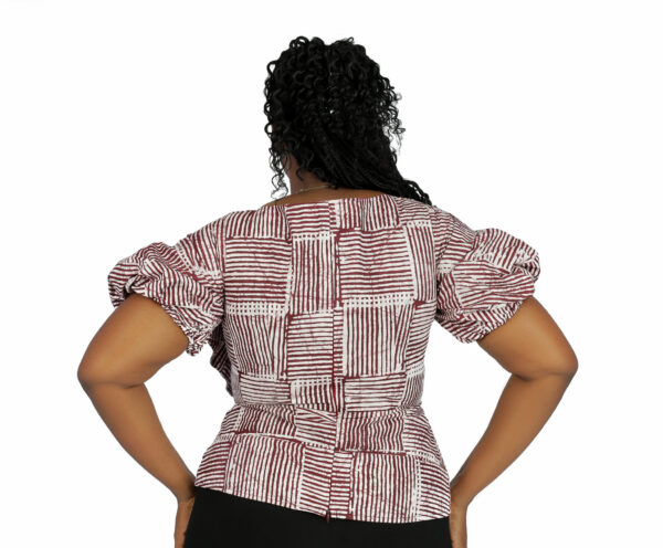 Adire Bow Top - Wine - Image 3