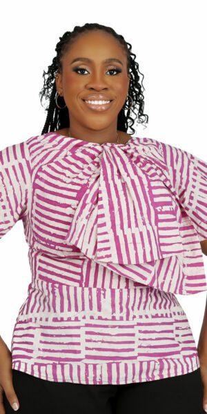 Adire Bow Top - Pink