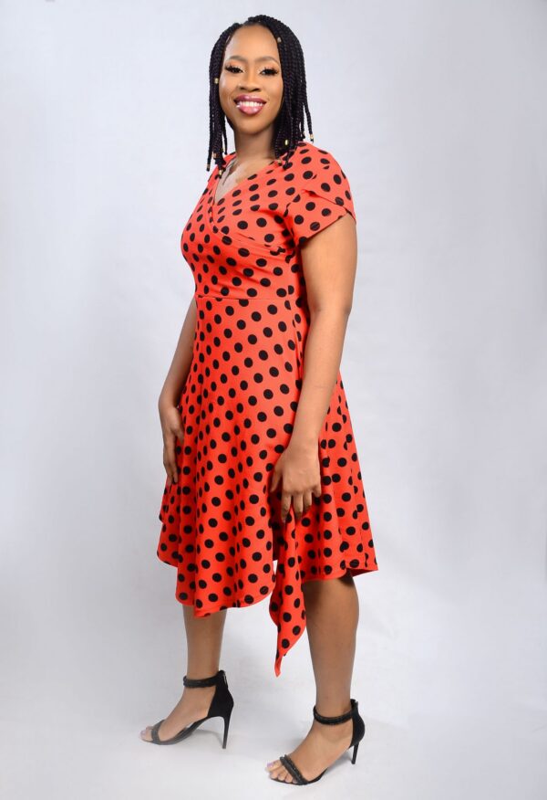 Polka Dot Faux Wrap Dress - Image 2