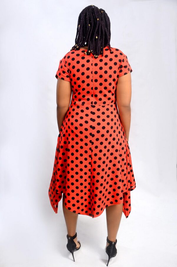 Polka Dot Faux Wrap Dress - Image 4