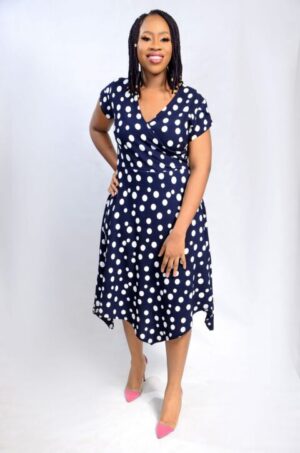 Polka Dot Faux Wrap Dress