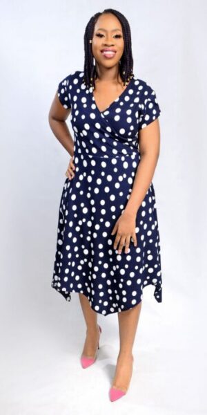 Polka Dot Faux Wrap Dress