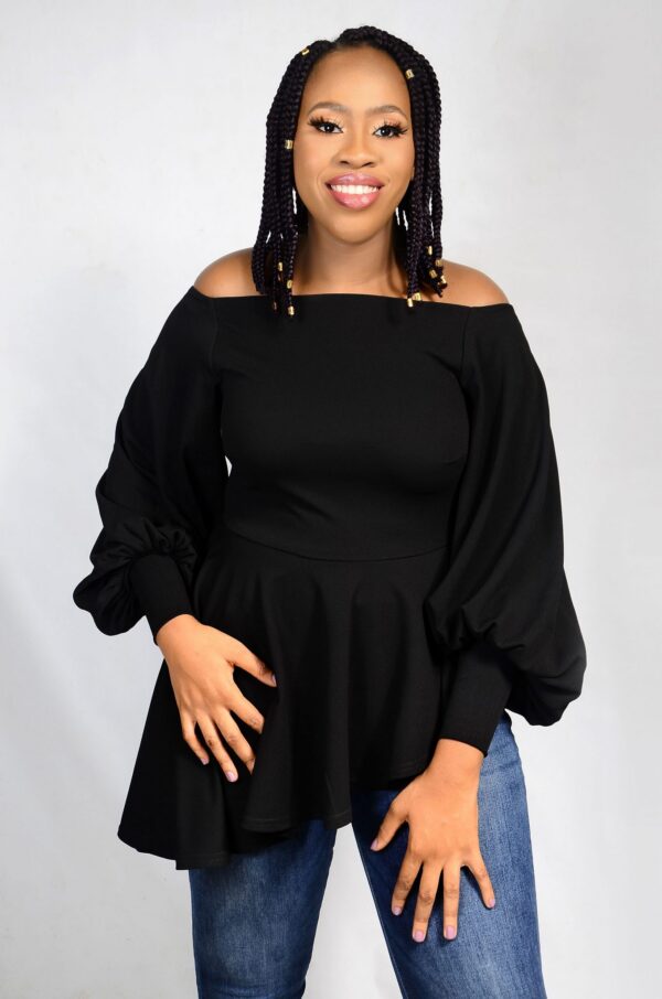 Lily Off-Shoulder Top - Black - Image 2