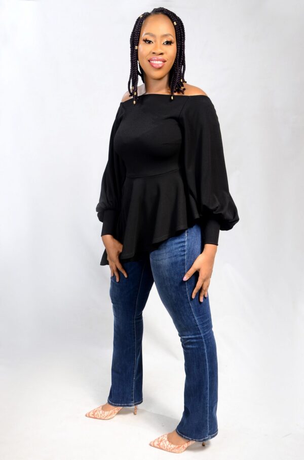 Lily Off-Shoulder Top - Black - Image 3